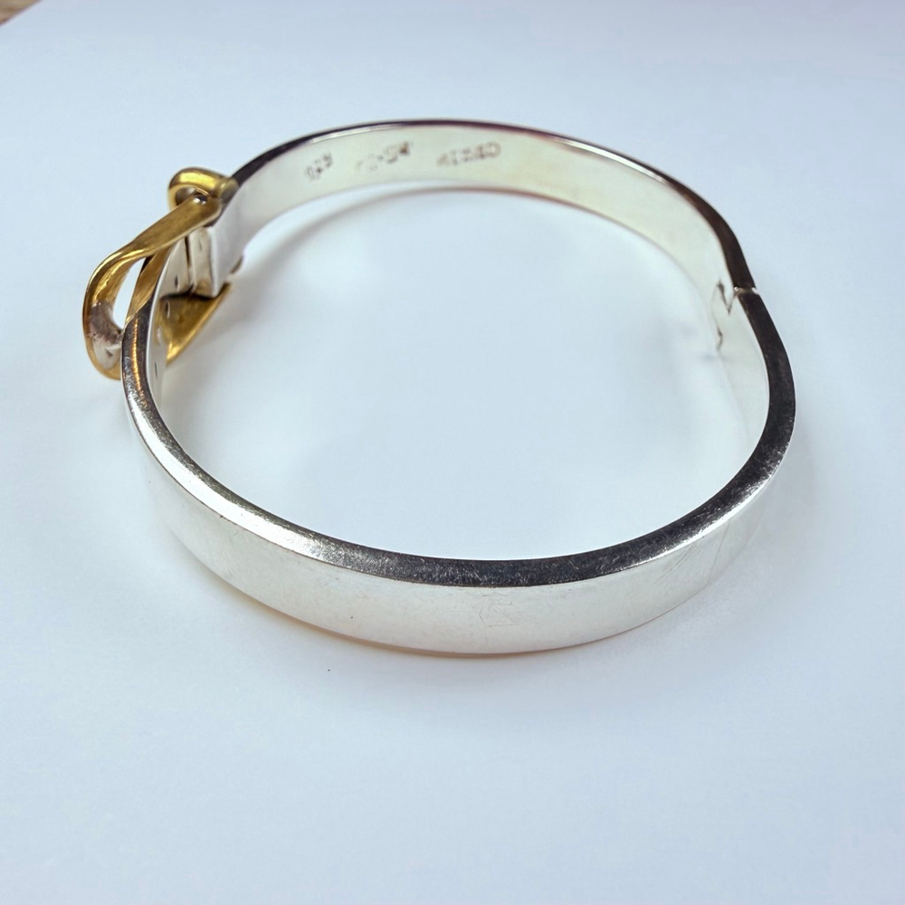 Taxco Adjustable Belt Buckle Sterling Silver 925 Vintage Mexico Bangle Bracelet - Picture 2 of 11